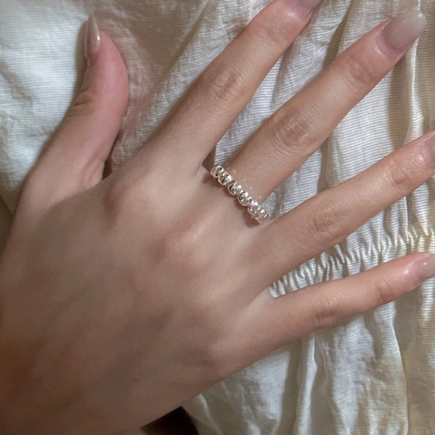 925 Sterling Silver Heart Ring For Women Vintage Minimalist Adjustable Beaded Open Ring Korean Niche Design Fashion Jewelry Gift