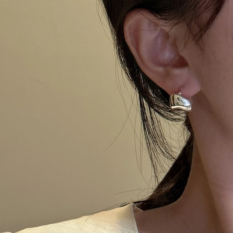 Pendientes de Aro de Plata de Ley 925 Geométricos Irregulares Textura Metal Líquido Joyería Minimalista Mujer