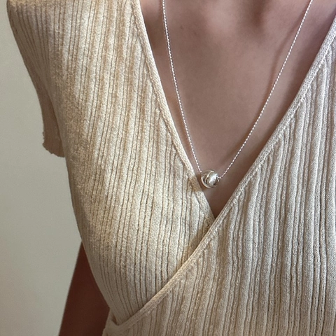 S925 Sterling Silber Minimalistische Spiralkugel Anhänger Halskette Für Damen Geometrische Perlenkette Choker Schmuck