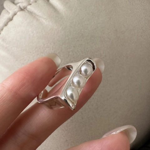 S925 Sterlingsilber Ring Offen Mit Drei Künstlichen Perlen Für Damen Minimalistischer Geometrischer Verstellbarer Fingerschmuck