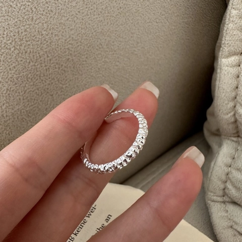 925 Sterling Silver Minimalist Adjustable Ring For Women Irregular Wrinkled Texture Open Finger Ring Fashion Jewelry Accessory