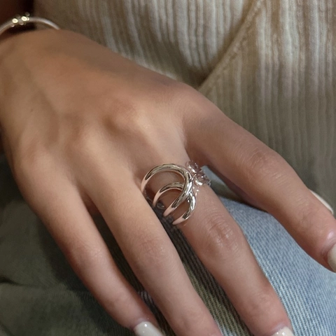 925 Sterling Silver Minimalist Multilayer Ring For Women Korean Style Retro Adjustable Open Finger Ring Fashion Jewelry