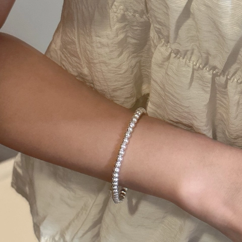 Minimalist 925 Sterling Silver Round Bead Adjustable Drawstring Bracelet For Women Korean Style Fashion Jewelry Gift