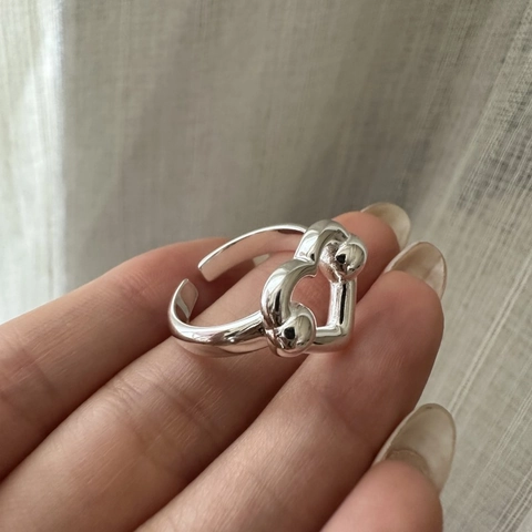 S925 Sterlingsilber Vintage Herz Knoten Offener Ring Für Damen Eleganter Koreanischer Stil Verstellbarer Fingerring Schmuck