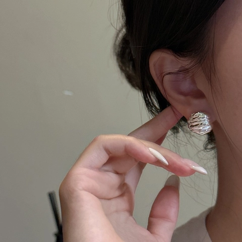 Minimalistische Ohrstecker Aus 925 Sterlingsilber Mit Unregelmäßiger Wellentextur Damen Vintage Chic Schmuck Ohrringe