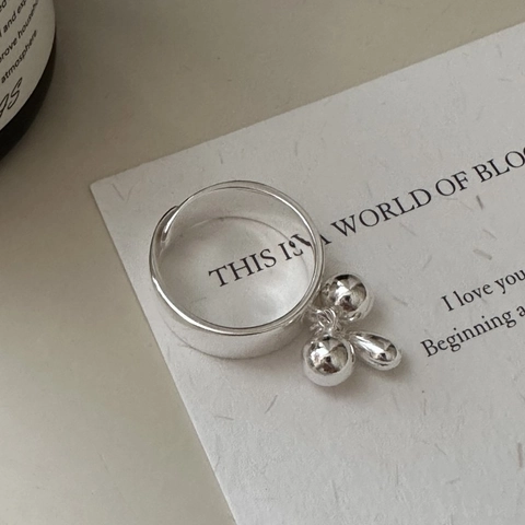 925 Sterlingsilber Breiter Band Ring Für Damen Minimalistisch Vintage Wassertropfen Perlen Anhänger Verstellbarer Offener Fingerring