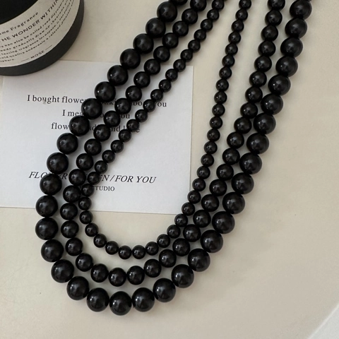 925 Sterlingsilber Schwarze Perlenhalskette Für Damen Koreanischer Stil Glaskristallperlen Minimalistische Schlüsselbeinkette Schmuck Geschenk