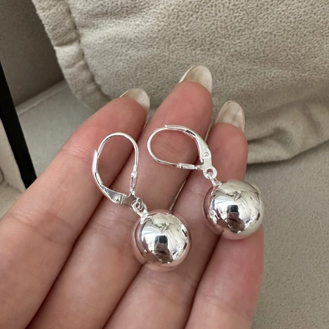 S925 Sterling Silver Korean Style Polished Round Ball Drop Earrings Minimalist Vintage Geometric Leverback Earrings For Women Jewelry