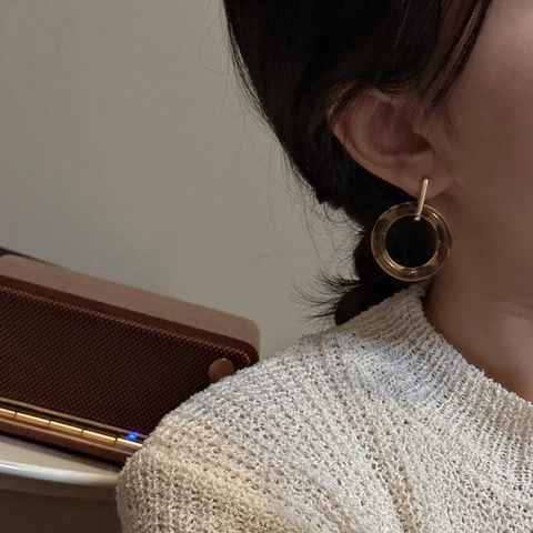 Vintage 925 Sterling Silver Leopard Print Hoop Earrings Gold Plated Resin Tortoiseshell Geometric Drop Earrings For Women Jewelry