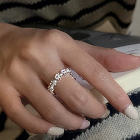 S925 Sterlingsilber Blume Offener Ring Für Damen Minimalistisch Vintage Verstellbar Gänseblümchen Floral Fingerring Schmuck