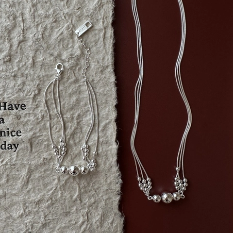 Minimalistische 925 Sterlingsilber Dreilagige Perlenkette Elegante Schlangenkette Mehrlagige Choker Mode Damen Schmuck