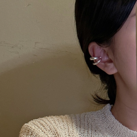 Minimalist 925 Sterling Silver Matte Double Layer Ear Cuffs For Women Vintage Geometric Non Pierced Adjustable Earring Jewelry