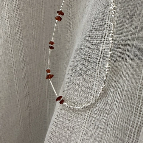 S925 Argento Sterling Collana di Perline Con Cristallo Irregolare Design di Nicchia Retro Fatto a Mano Catenina da Donna