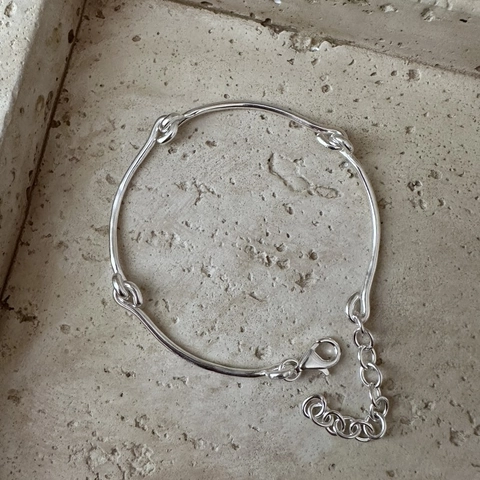 Minimalist 925 Sterling Silver Knot Link Bracelet For Women Korean Retro Geometric Adjustable Chain Bracelet Jewelry Gift