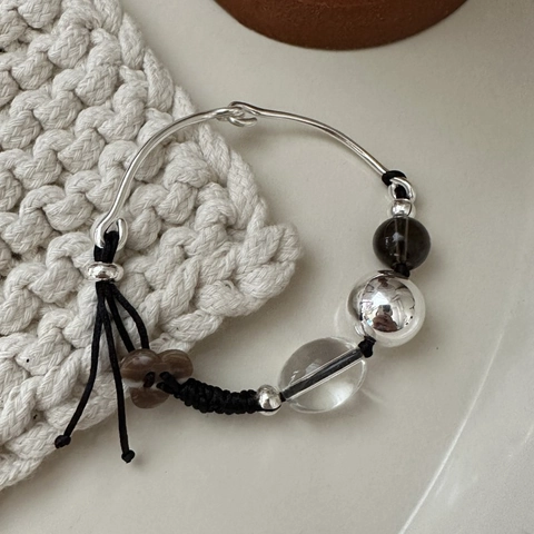 S925 Sterlingsilber Geflochtenes Armband Für Damen Retro Minimalist Nischendesign Verstellbares Handgemachtes Perlenarmband