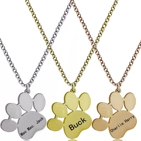 Collana con Pendente a Impronta di Zampa in Acciaio al Titanio Minimalista Incavo Animale Catena Gioielli Regalo Commemorativo per Amanti degli Animali