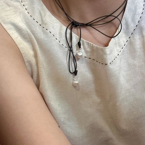 Collar Largo con Colgante de Bola Cepillada de Plata de Ley 925 para Mujer Joyería Ajustable de Cordón Negro Trenzado Lariat
