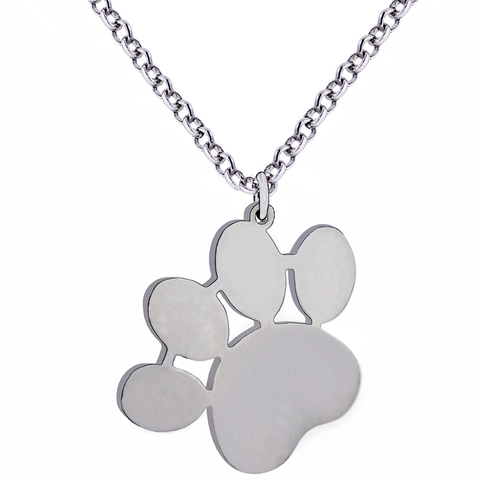 Collana con Pendente a Impronta di Zampa in Acciaio al Titanio Minimalista Incavo Animale Catena Gioielli Regalo Commemorativo per Amanti degli Animali