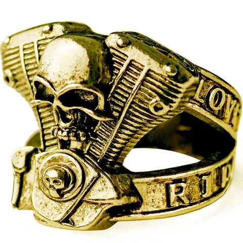 Men's Vintage Punk Skull Engine Adjustable Ring Retro Biker Gothic Alloy Mechanical Engine Skeleton Finger Ring Jewelry