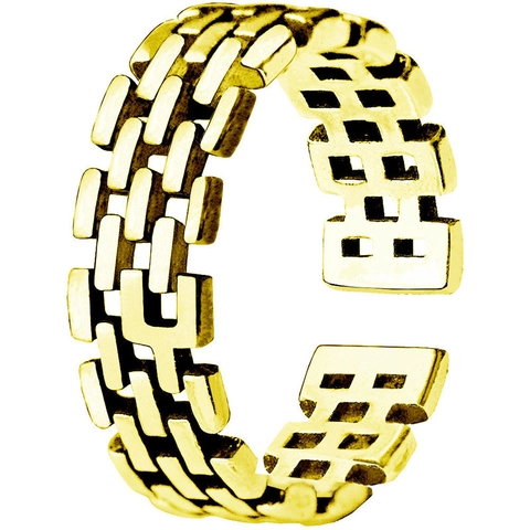 Vintage Legierung Ziegel Uhrenarmband Textur Offener Ring Punk Verstellbarer Metall Fingerring Mode Schmuck Für Damen