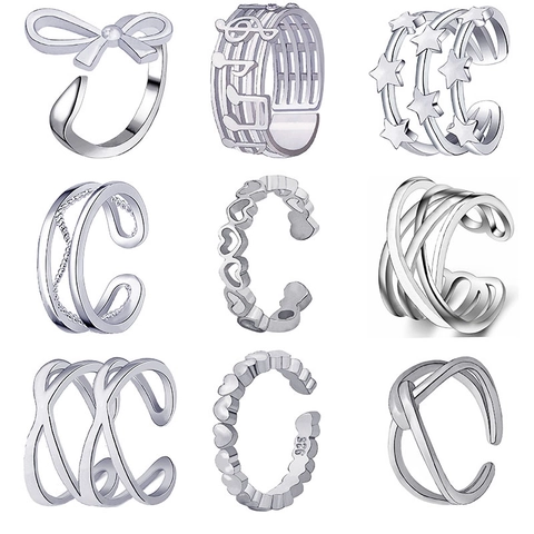 Minimalist Alloy Geometric Open Ring For Women Music Note Bow Heart Star Electroplated Fashion Adjustable Jewelry Ring Gift