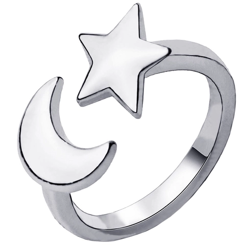 Minimalist Alloy Star Moon Open Ring For Women Adjustable Fashion Finger Ring Gold Silver Rose Gold Plated Jewelry