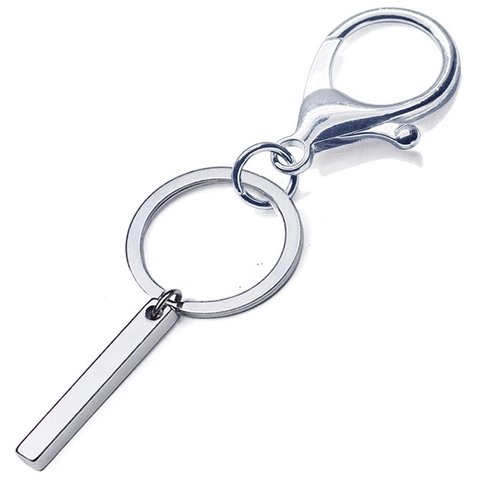 Portachiavi in Acciaio Inossidabile con Barra Quadrata Minimalista Geometrico Anello Chiave Auto con Corda Intrecciata Regalo