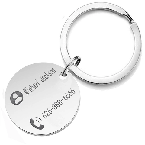 Llavero de Metal Redondo Minimalista Etiqueta de Identificación Color Plata Decoración Colgante para Llaves de Coche Regalo Hombre Mujer