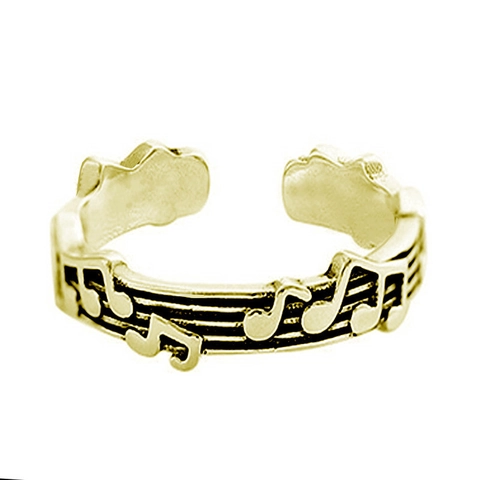 Anillo Abierto de Aleación Ajustable Nota Musical Pentagrama para Mujer Elementos Musicales Vintage Relieve Retro Anillo Joyería