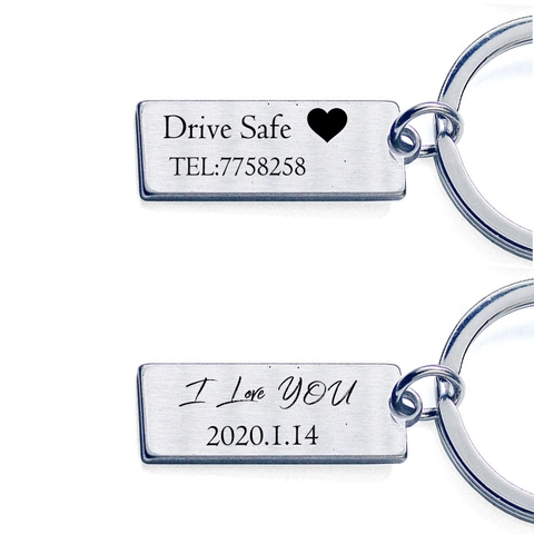 Stainless Steel Anti-Lost Keychain Rectangular Metal ID Tag For Car Keys Modern Minimalist Brushed Finish Pendant Jewelry