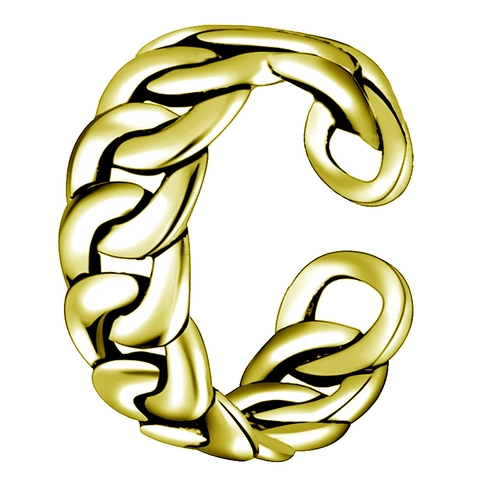 Unisex Cuban Link Chain Ring Adjustable Open Alloy Finger Ring Punk Industrial Style Jewelry For Men Women Gold Silver Plated