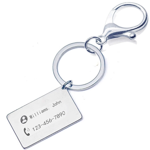 Minimalistischer Edelstahl Nummernschild Schlüsselanhänger Rechteckiges Identitätsetikett Für Autoschlüssel Anti-Verlust Ring Geschenk