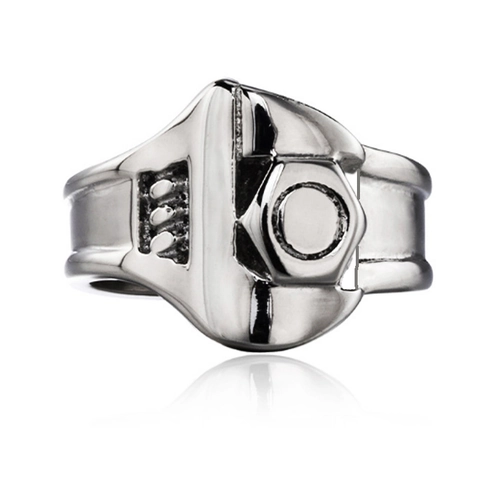 Punk Industrial Wrench Nut Open Ring For Men Vintage Alloy Mechanical Tool Ring Adjustable Hip Hop Rock Finger Band Jewelry Accessories