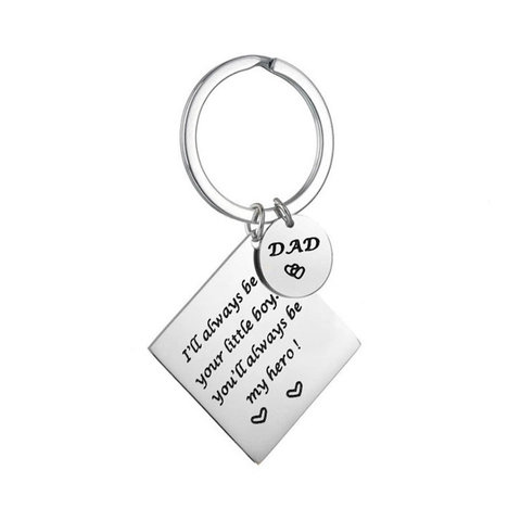 Edelstahl Vatertag Schlüsselanhänger Herzanhänger Graviert I'll Always Be Your Little Boy Dad Hero Metall Schlüsselanhänger Geschenk
