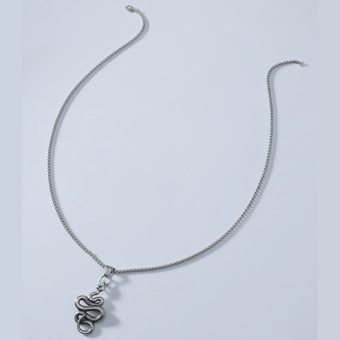 Vintage Punk Alloy Snake Pendant Necklace Retro Electroplated Serpent Shape Men Women Personalized Fashion Jewelry Accessory