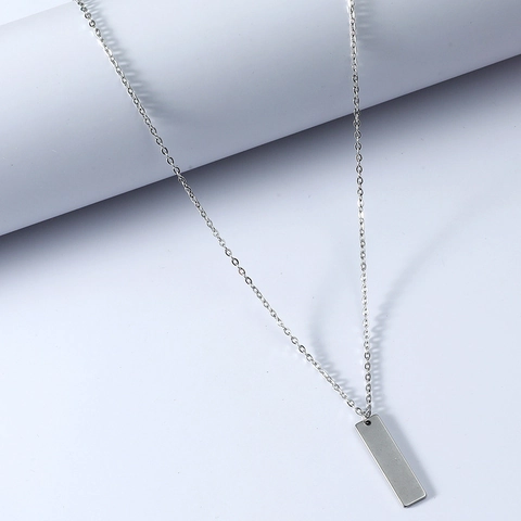 Minimalist Stainless Steel Rectangle Bar Pendant Necklace For Men Women Geometric Smooth Surface Electroplated Jewelry Daily Gift