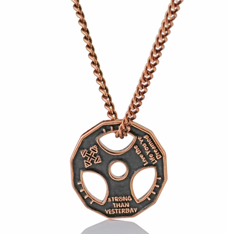 Herren Fitness Hantelscheibe Anhänger Halskette Inspirierende Lettern Legierung Edelstahlkette Gym Workout Schmuck