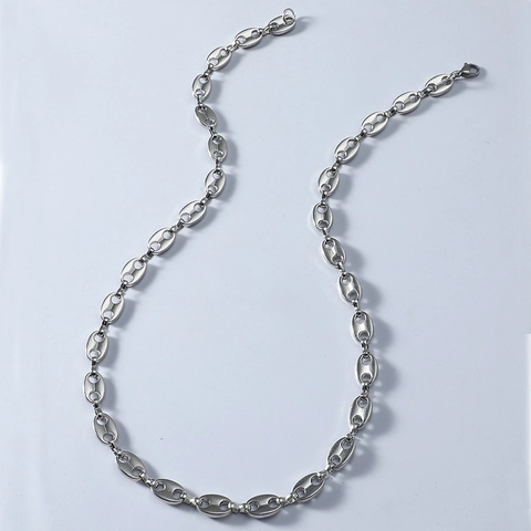 Collana e Bracciale Hip Hop Catena a Chicco di Caffè Naso di Maiale Gioielli per Uomo Donna Lega Galvanica Geometrico Trendy