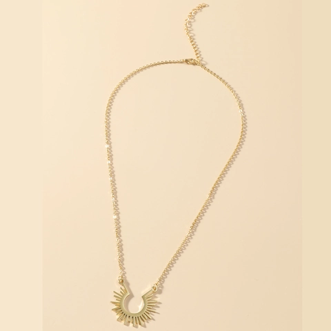 Collana con Pendente a Raggiera in Acciaio Inossidabile Minimalista Gioielli con Charm Geometrico a Semicerchio per Donna Accessorio
