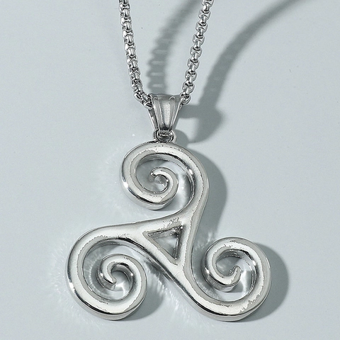 Collana con Ciondolo Triskele Celtico in Lega Galvanica Catena Veneziana Gioielli Simbolo Vichingo Vintage per Uomo Donna