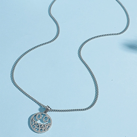 Collar de Colgante de Sonrisa de Diablo Hueco Hip Hop Vintage Acero Inoxidable Aleación Cara de Joker Joyería Streetwear Para Hombre Mujer
