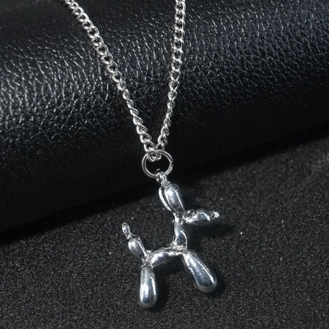 Collar con Colgante de Perro Globo de Hip Hop Aleación de Alto Pulido Cadena de Suéter Hombre Mujer Joyería Estilo Callejero
