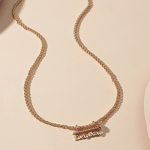 Collier Pendentif Lettre Everything en Alliage Couleur Or Mode Occidentale pour Unisexe Hip Hop Style Vis Industrielle Bijoux