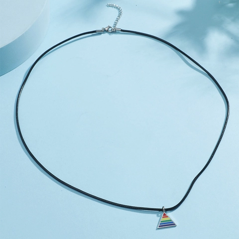 Collana con Ciondolo a Triangolo Arcobaleno in Acciaio al Titanio Smalto Geometrico Gioielli LGBTQ Pride per Uomo Donna