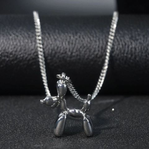 Collar con Colgante de Perro Globo de Hip Hop Aleación de Alto Pulido Cadena de Suéter Hombre Mujer Joyería Estilo Callejero