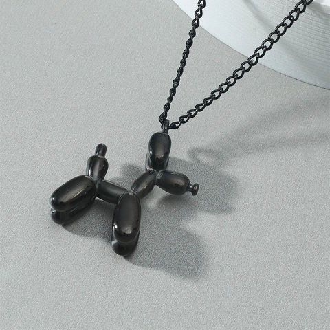 Collar con Colgante de Perro Globo Unisex de Acero de Titanio y Aleación Dibujos Animados Cadena de Suéter Joyería de Moda