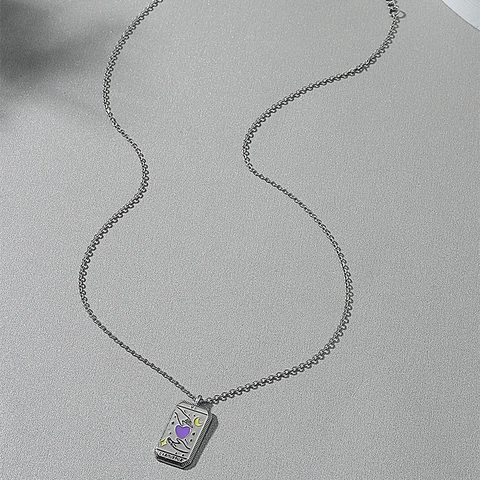 Vintage Tarot Card Pendant Necklace For Women Men Stainless Steel Chain Alloy The Lovers The Empress Fashion Jewelry