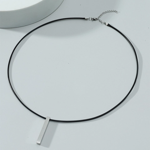Minimalistische Edelstahl Bar Anhänger Halskette Geometrische Säule Schmuck Für Herren Damen Polierter Rechteckiger Anhänger