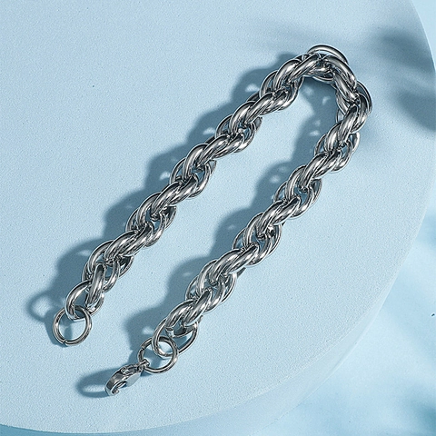 Pulsera de Cadena Trenzada de 10mm de Acero Inoxidable para Hombre Mujer Hip Hop Punk Cadena de Eslabones Gruesos Joyería Retro