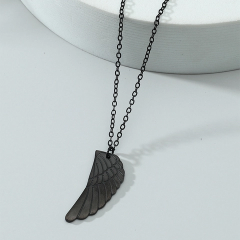 Collar con Colgante de Ala de Ángel de Acero Inoxidable Vintage Collar de Cadena de Ala de Pluma para Hombres Mujeres Joyería Moda Regalo